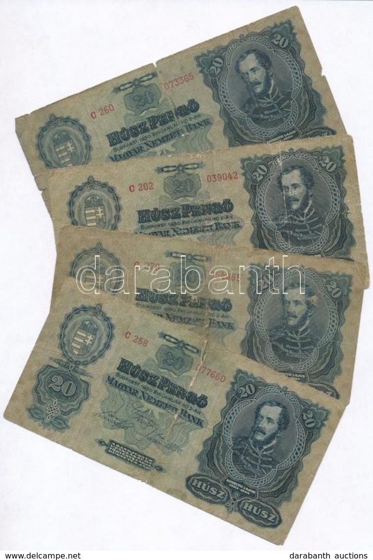 1930. 20P (4x) T:III- Szakadás, Ragasztott
Adamo P11 - Unclassified