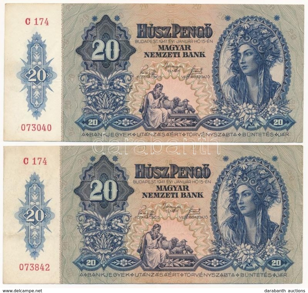 1941. 20P (2x) T:II, III Adamo P12 - Ohne Zuordnung