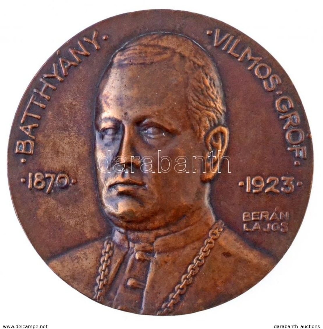 Berán Lajos (1882-1943) 1926. 'gr. Batthyány Vilmos' Br Plakett, Éremkedvelők Egyesületének Tagsági érme, Peremén 'ÉKE 1 - Ohne Zuordnung