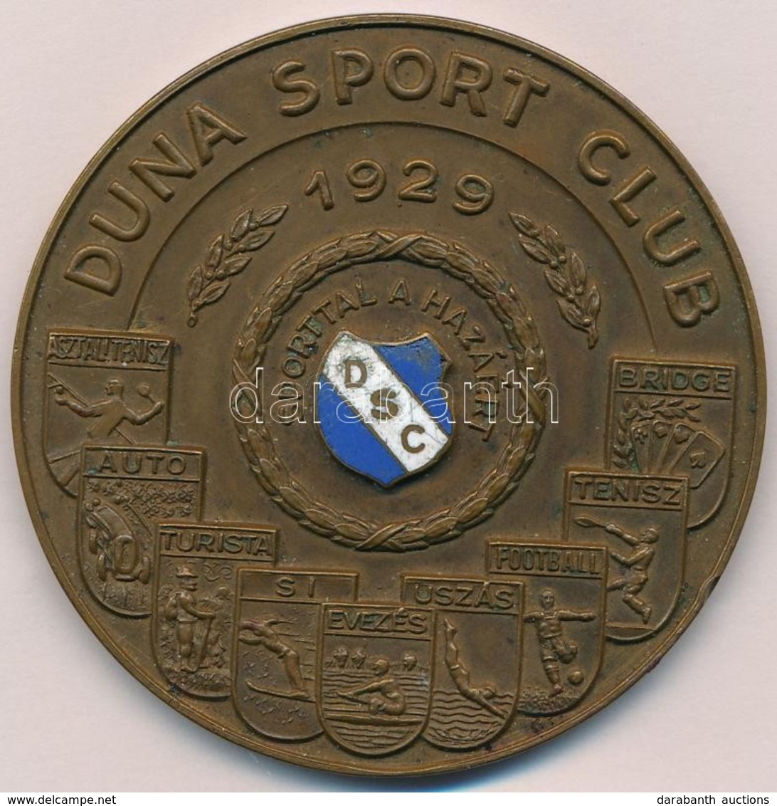 1929. 'Duna Sport Club 1929 - Sporttal A Hazáért' Zománcozott Br Plakett (60mm) T:2 Ph. - Unclassified