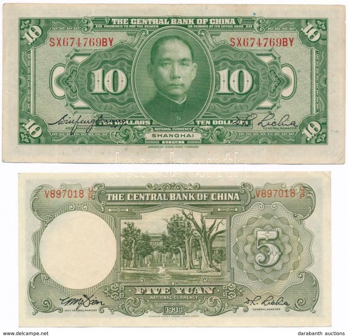 Kína / Sanghaj 1928. 10$ + The Central Bank Of China 1936. 5Y T:III,II
China / Shanghai 1928. 10 Dollars + The Central B - Unclassified