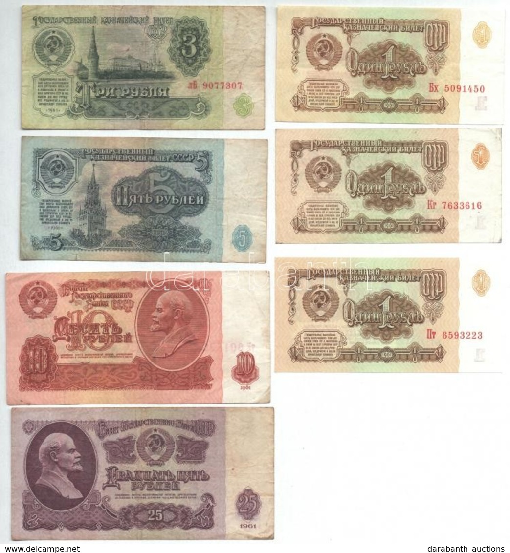 Szovjetunió 1961. 1R (3x) + 3R + 5R + 10R + 25R T:I-III- Soviet Union 1961. 1 Ruble (3x) + 3 Rubles + 5 Rubles + 10 Rubl - Unclassified