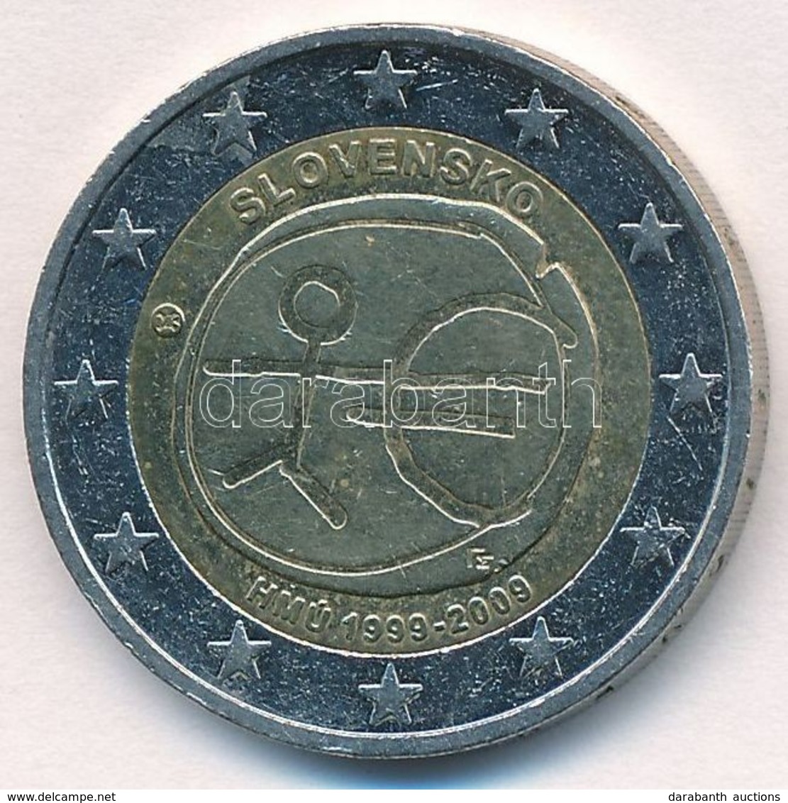 Szlovákia 2009. 2E Bimetál 'Gazdasági és Monetáris Unió 10. évfordulója' T:1- 
Slovakia 2009. 2 Euro Bi-Metallic '10 Yea - Unclassified