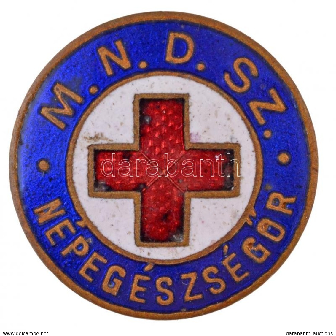 ~1950. 'M.N.D.SZ. Népegészségőr' Zománcozott Jelvény (22mm) T:2 - Unclassified