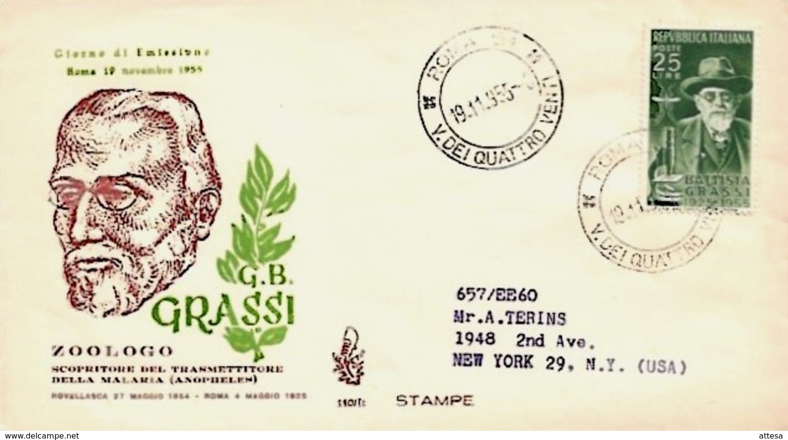 1955 G.B. Grassi (zoologo) - FDC