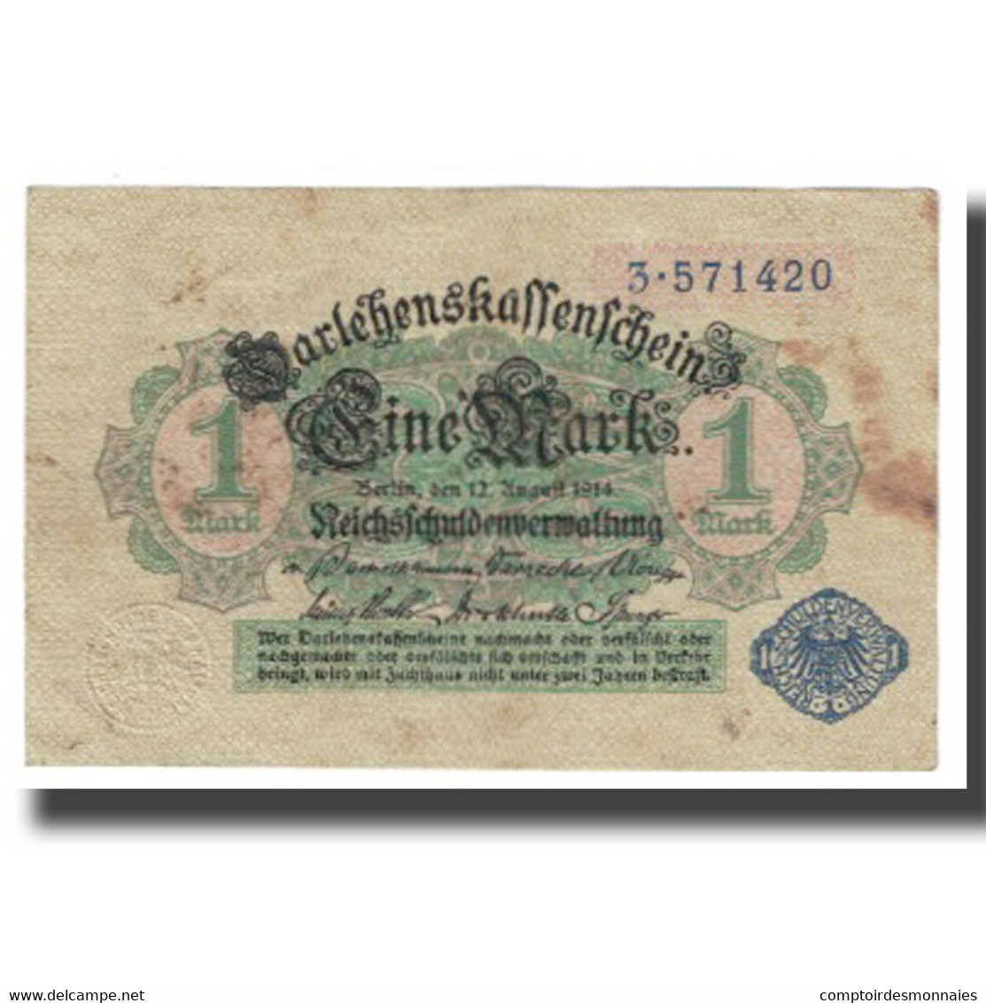 Billet, Allemagne, 1 Mark, 1914, 1914-08-12, KM:50, SUP - Altri & Non Classificati