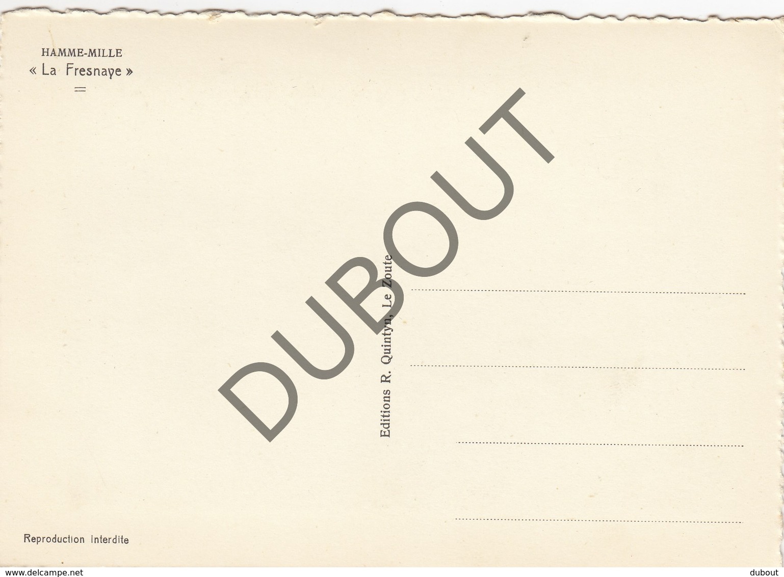 Postkaart - Carte Postale HAMME-MILLE - BEVEKOM La Fresnaye (O934) - Beauvechain