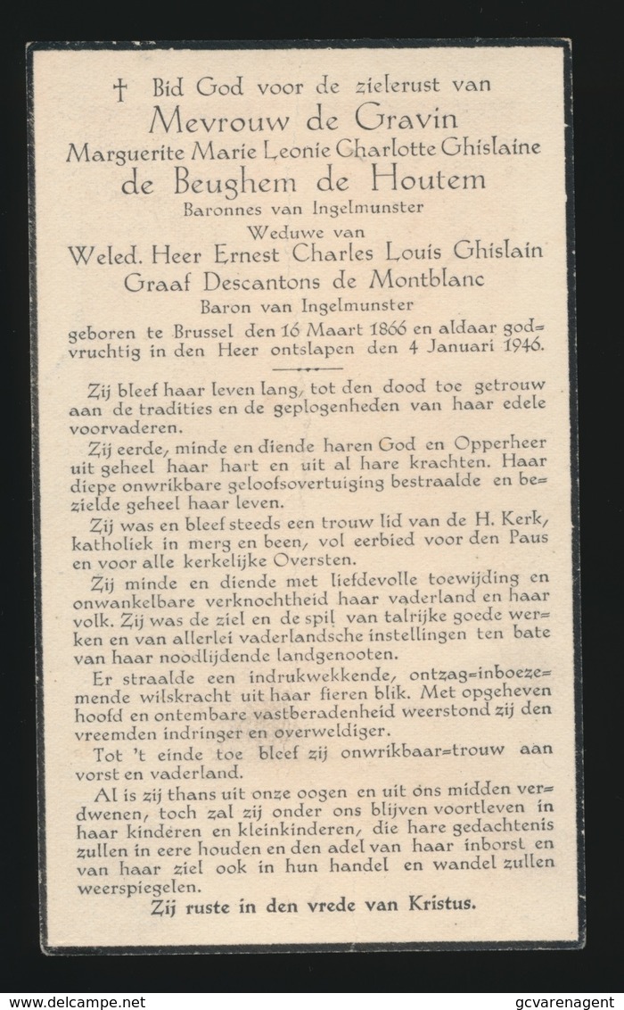 GRAVIN MARGUERITE De BEUGHEM De HOUTEM - BRUSSEL 1866 - 1946 - Overlijden