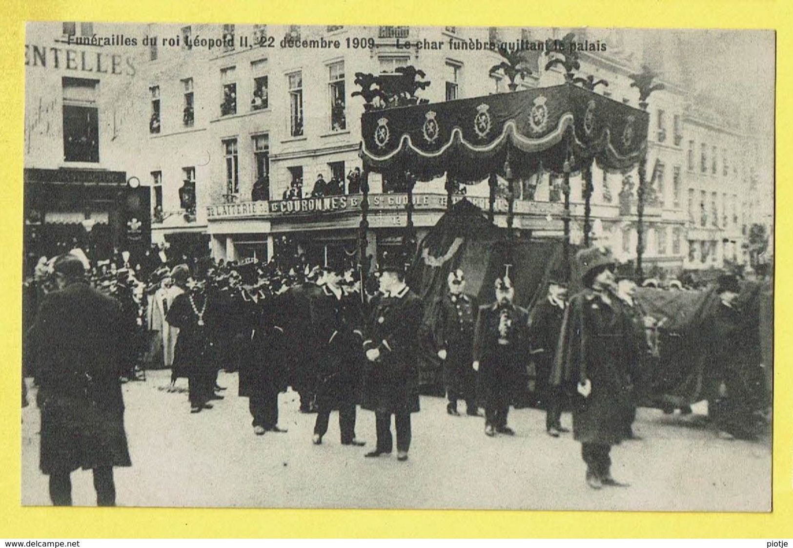 * Brussel - Bruxelles - Brussels * Funérailles Roi Léopold II, 22/12/1909, Char Funèbre, Laiterie, Royalty, Dentelles - Bruxelles-ville