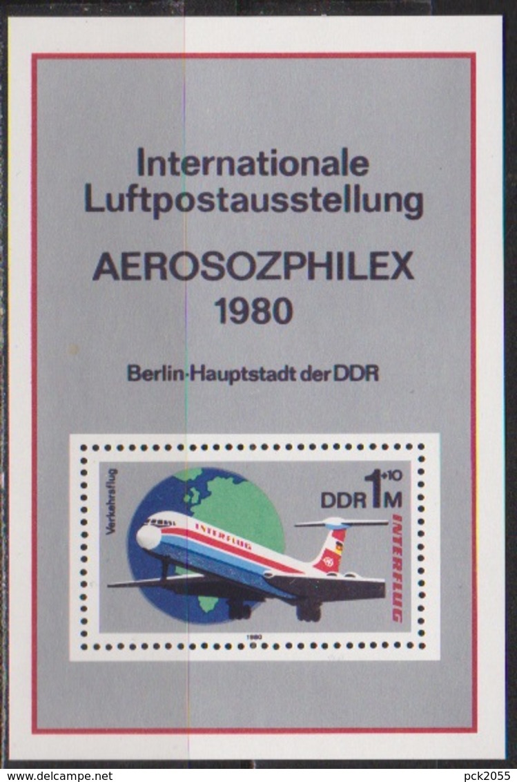 DDR 1980 Nr.2520 Block 59 ** Postfr. 25 Jahre INTERFLUG Intern. Luftpostausstellung AERO ( A1579 ) Günstige Verandkosten - 1971-1980
