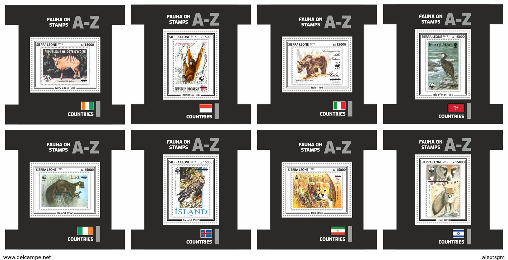 SIERRA LEONE 2019 - WWF Fauna On Stamps I, 8 S/S. Official Issue. - Other & Unclassified