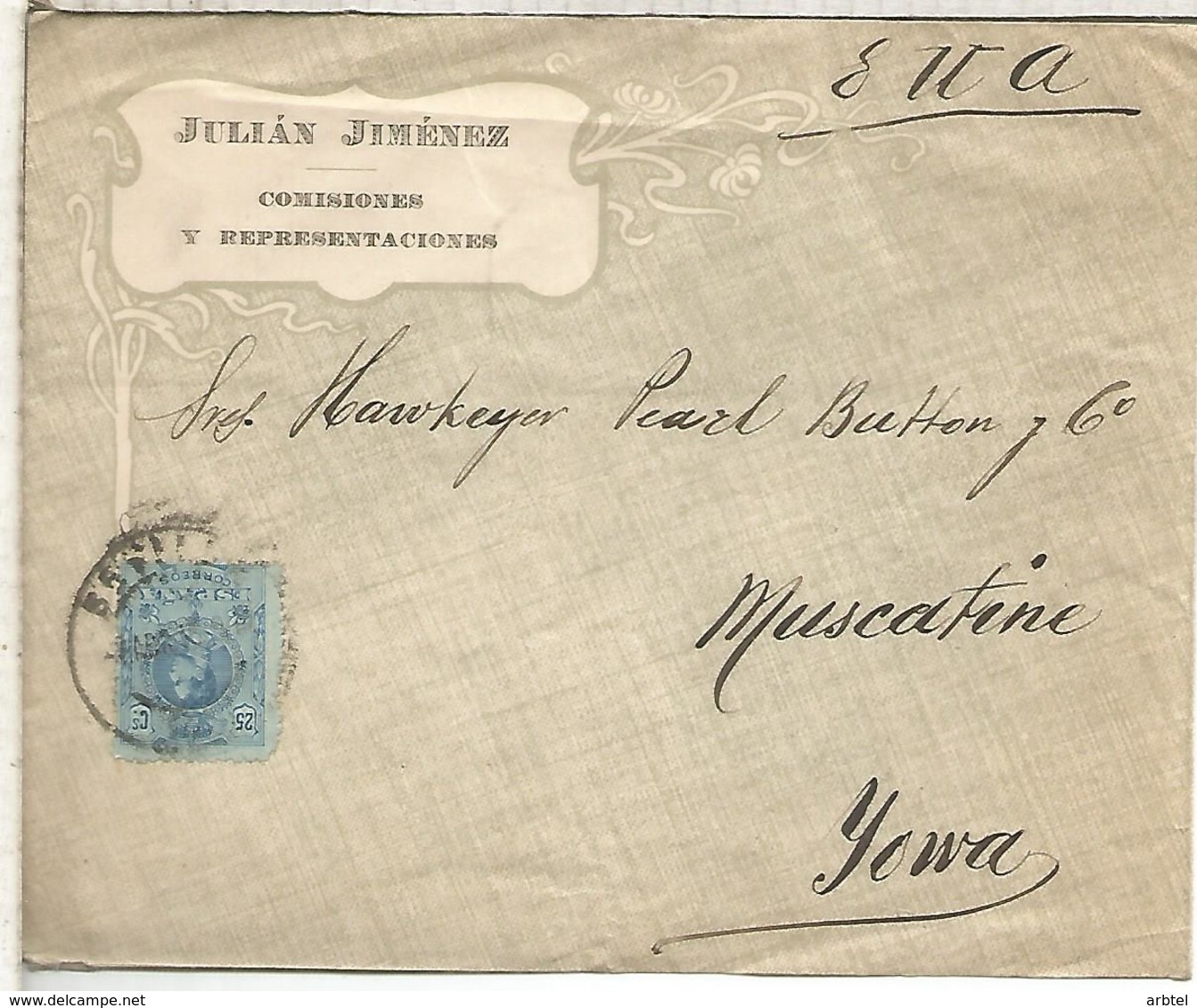 CC A USA ALFONSO XIII MEDALLON  JULIAN JIMENEZ REPRESENTACIONES - Cartas & Documentos