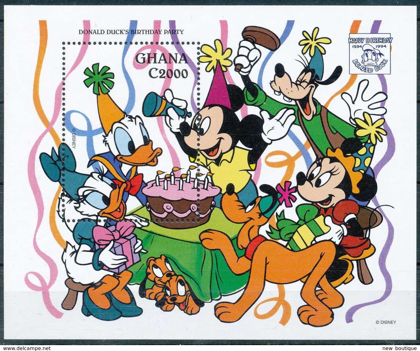 NB - [91542]SUP//-GHANA - Walt Disney - Mickey, Minnie, Pluto, Daisy Pour L'anniversaire De Donald, B.D - Disney