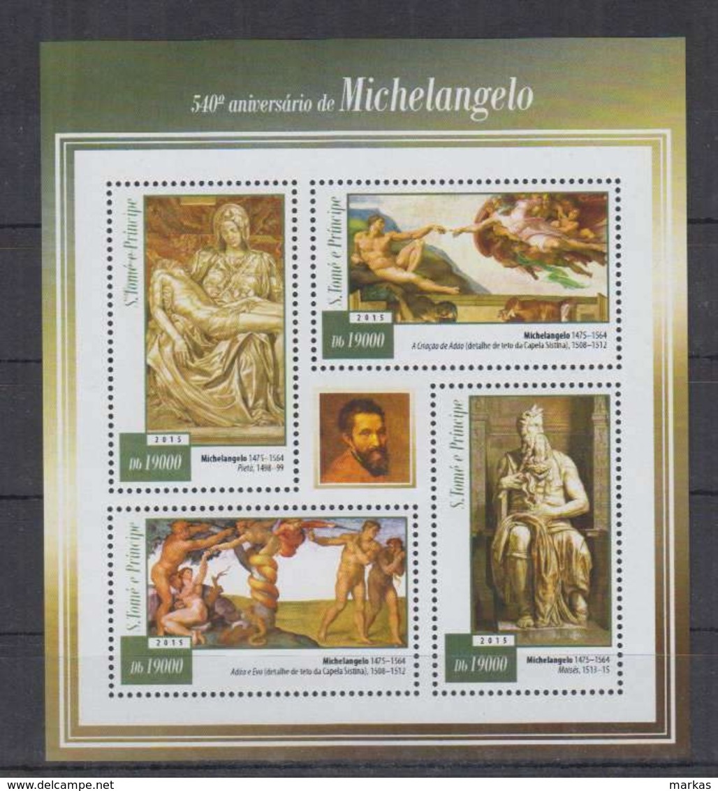 B712. S.Tome E Principe - MNH - 2015 - Art - Painting - Michelangelo - Altri & Non Classificati