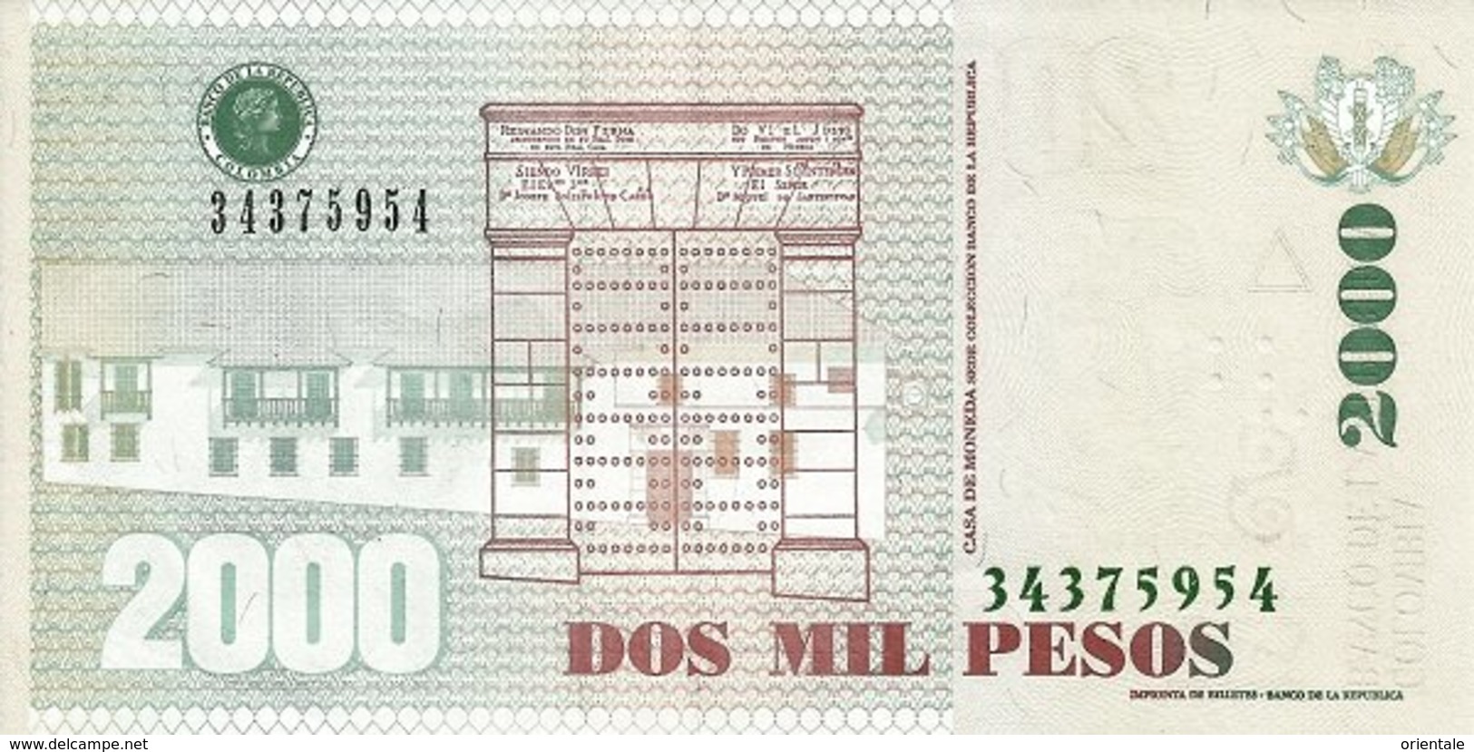 COLOMBIA P. 457q 2000 P 2012 UNC - Colombia