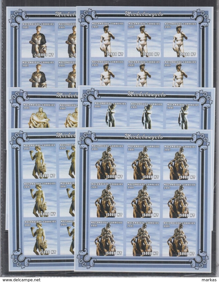 W945. 9x Mozambique - MNH - 2001 - Art - Michelangelo - Imp - Full Sheet - Altri & Non Classificati