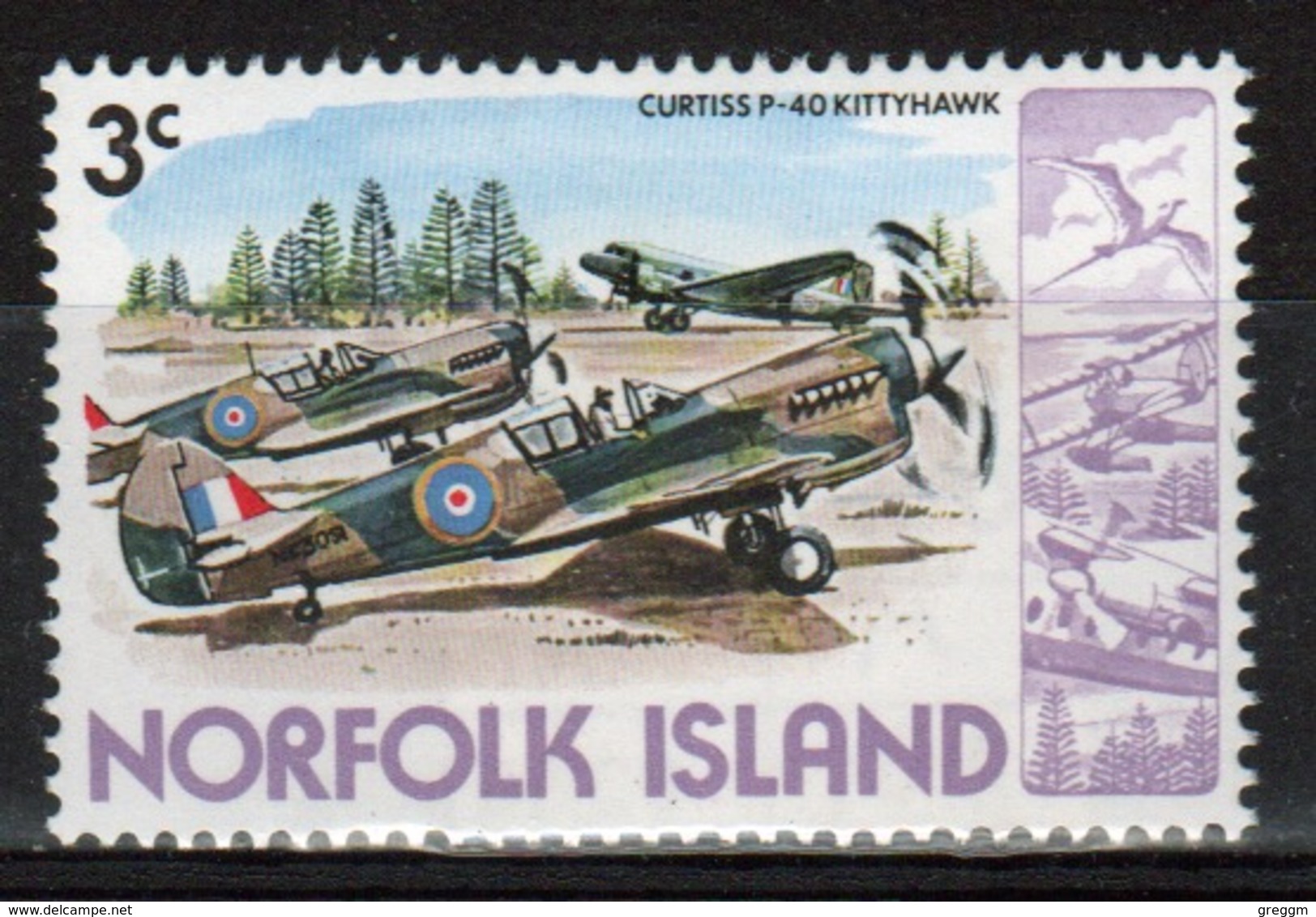 Norfolk Island Single 3c Definitive Stamp From The 1980 Aircraft Series. - Norfolk Island
