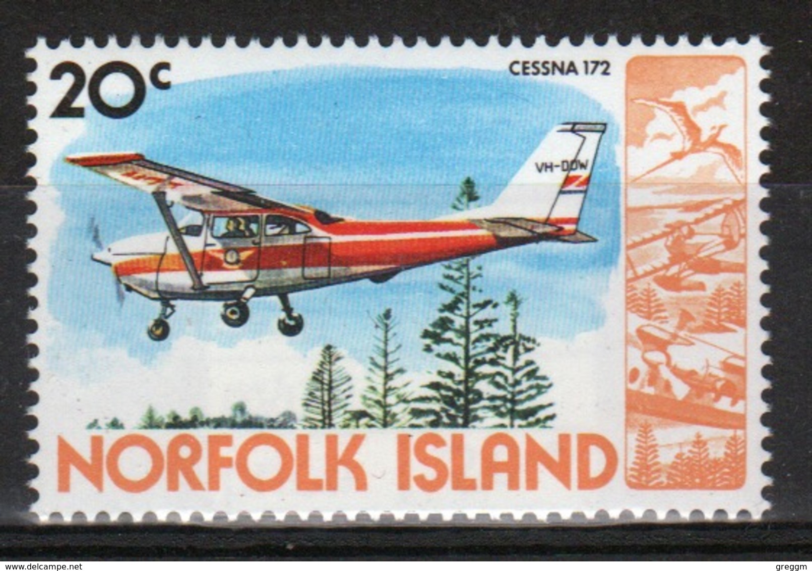 Norfolk Island Single 20c Definitive Stamp From The 1980 Aircraft Series. - Norfolk Island