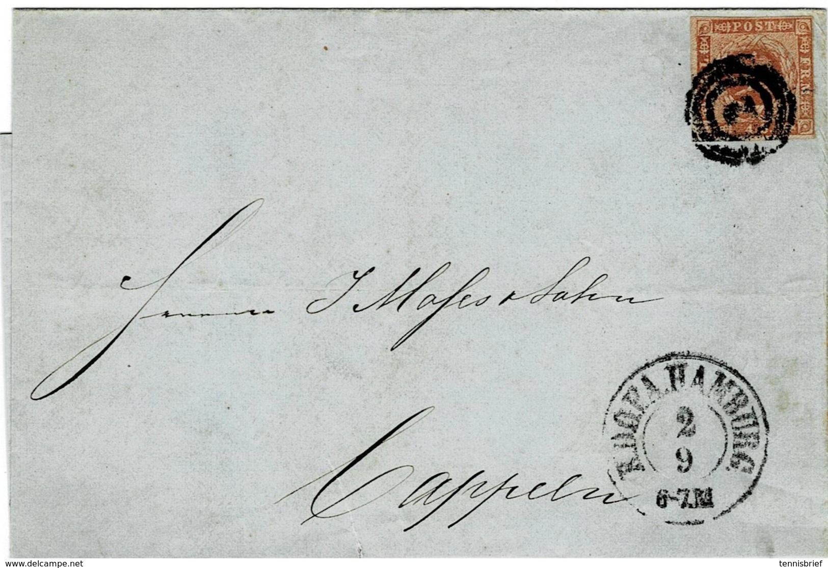 1857, " 2 " Dänisches Postamt Hamburg ,   #2627 - Schleswig-Holstein