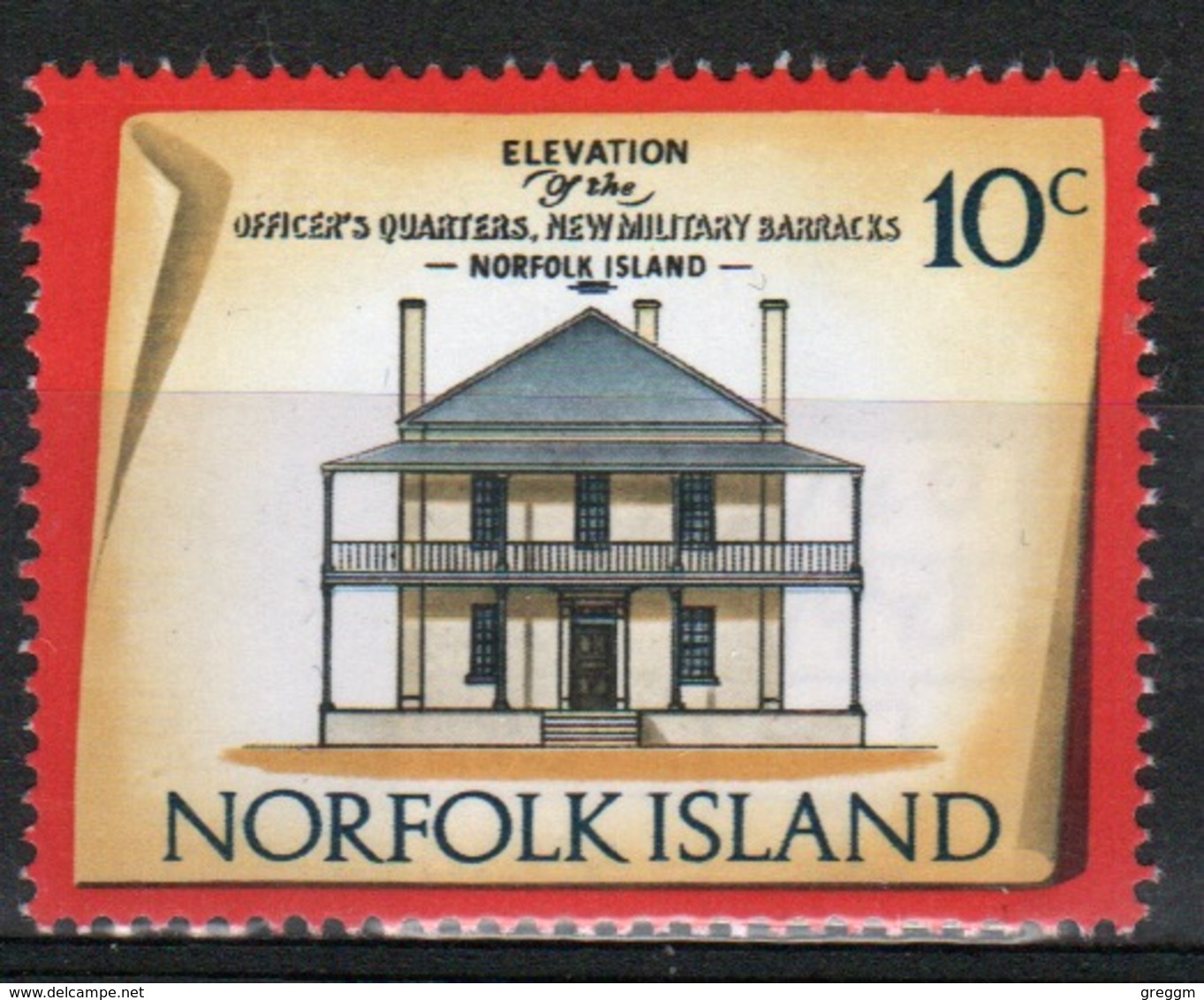 Norfolk Island Single 10c Definitive Stamp From The 1973 Historic Buildings Series. - Norfolk Island