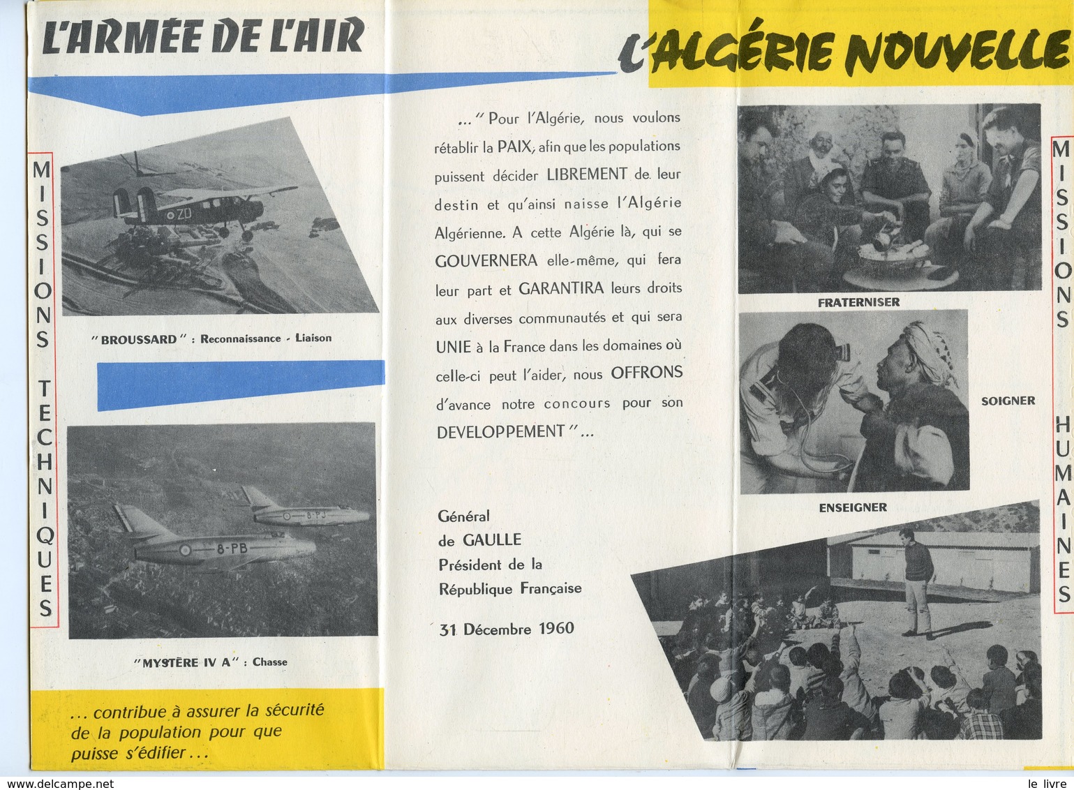 CARTE DEPLIANT ARMEE DE L'AIR EN ALGERIE VERS 1960 - Fliegerei