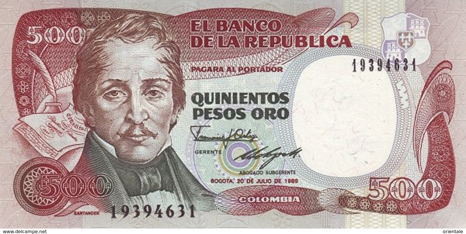 COLOMBIA P. 431 500 P 1989 UNC - Kolumbien