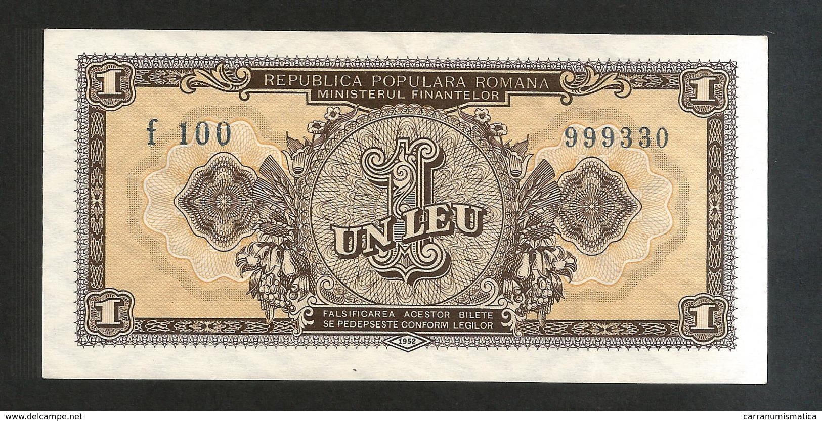 ROMANIA - BANCA NATIONALA - 1 LEU (1952) Socialist Republic - Romania