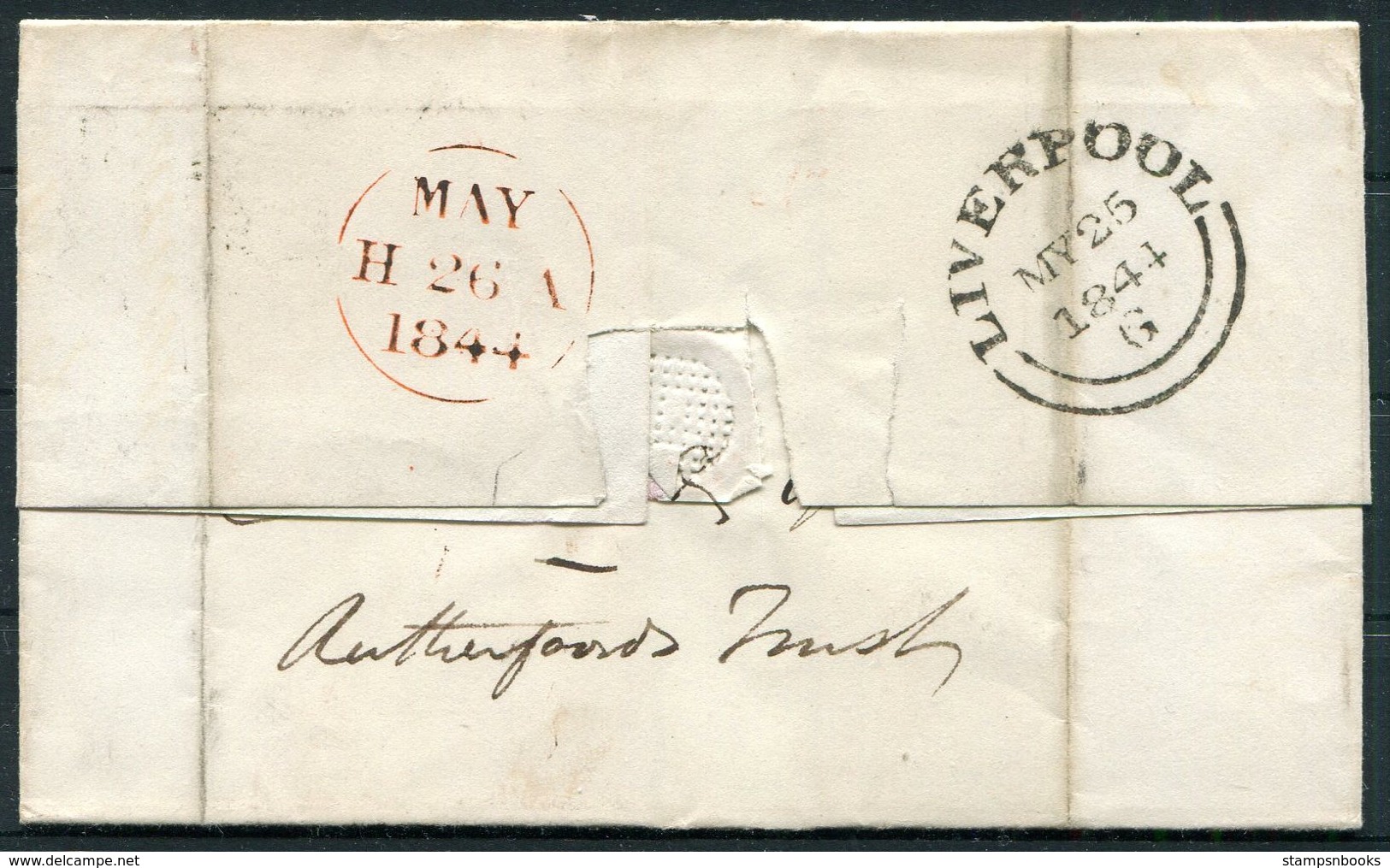 1844 GB 1d Red Imperf Cover Liverpool 466 - Edinburgh - Brieven En Documenten