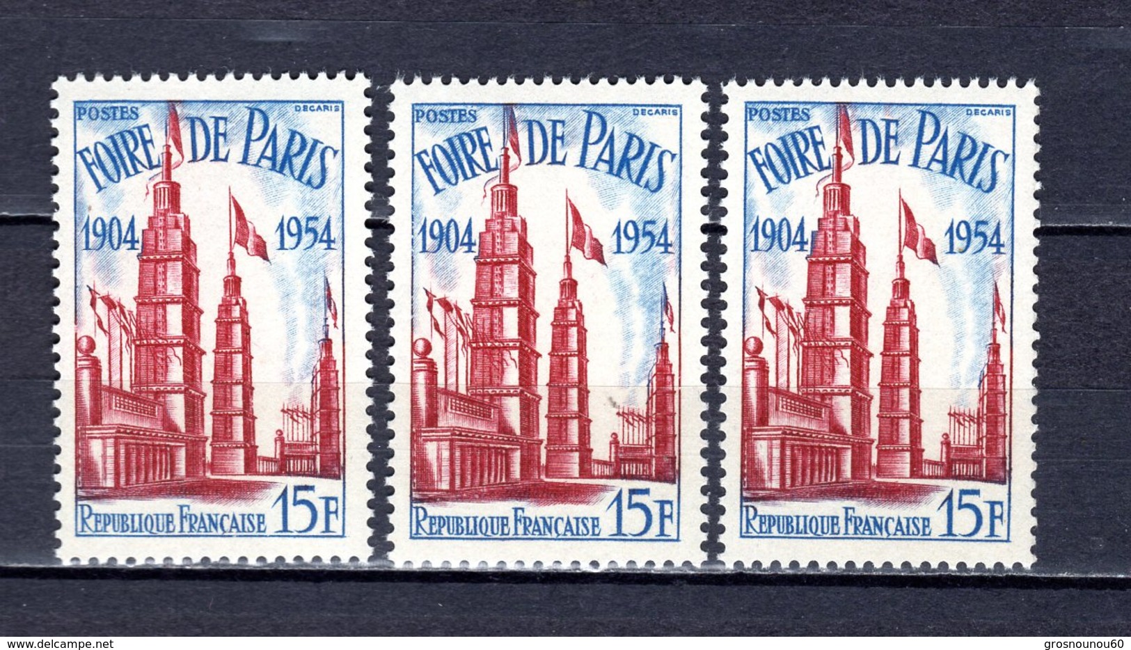FRANCE LOT DE 3 TIMBRES DE 1954 N 975 NEUF ** LUXE - Unused Stamps