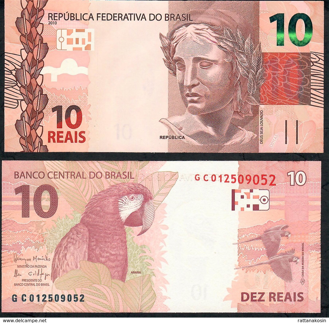 BRAZIL P254c 10 REAIS 2010 # GC Issue 2017 Signature 47 UNC. - Brasile