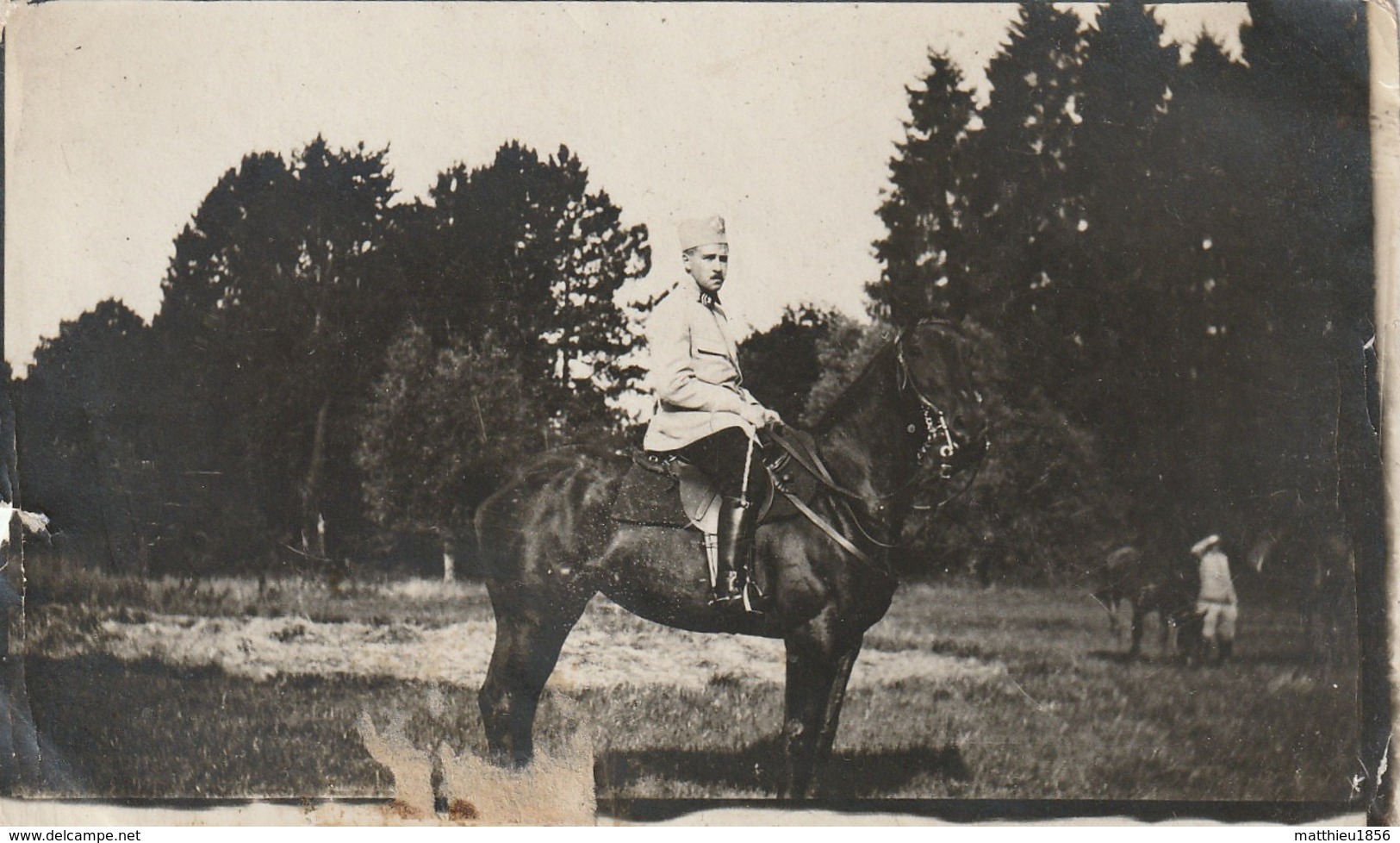 Photo Juillet 1915 CROISMARE (près Lunéville) - Promenade Des Chevaux Au Parc Du Château, Un Dragon (A216, Ww1, Wk 1) - Guerra 1914-18