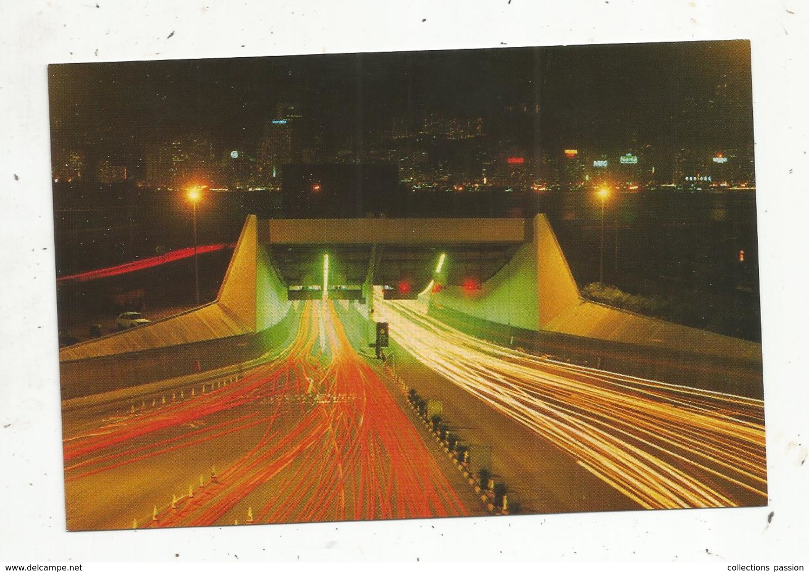 Cp, CHINE ,HONG KONG , The Night Scene Of The CROSS HARBOUR TUNNEL ,vierge - China (Hongkong)