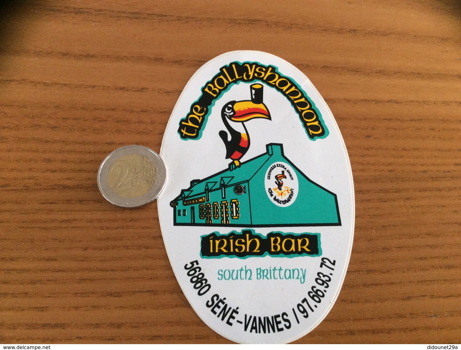 AUTOCOLLANT, Sticker « The Ballyshannon - Irish Bar - SÉNÉ-VANNES (56)» (toucan) - Aufkleber