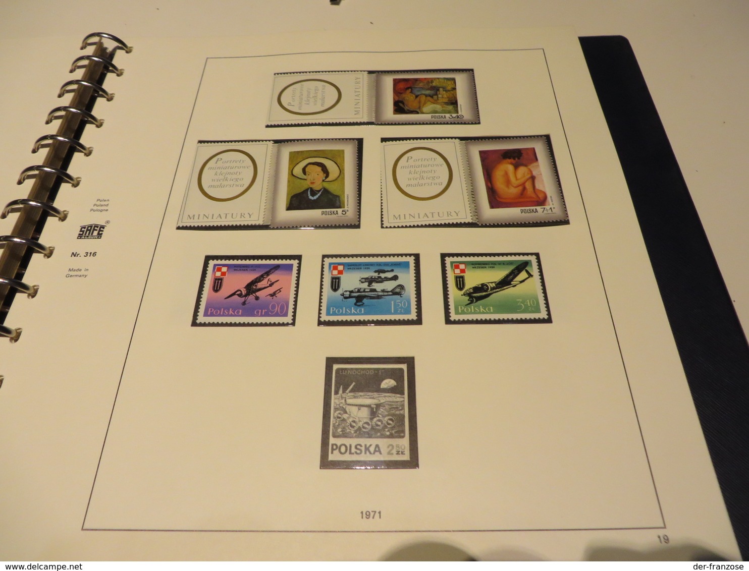 POLEN  1970 bis 1974  SAFE - FALZLOS - VORDRUCKTEX  mit ein Posten o /   ** /  MARKEN  in  RINGBINDER