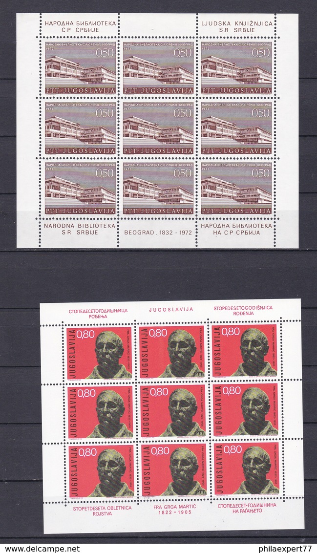 Jugoslawien - 1972/73 - Michel Nr. 1485+1486+1497 - 3 Kleinbogen - Postfrisch - Ungebraucht