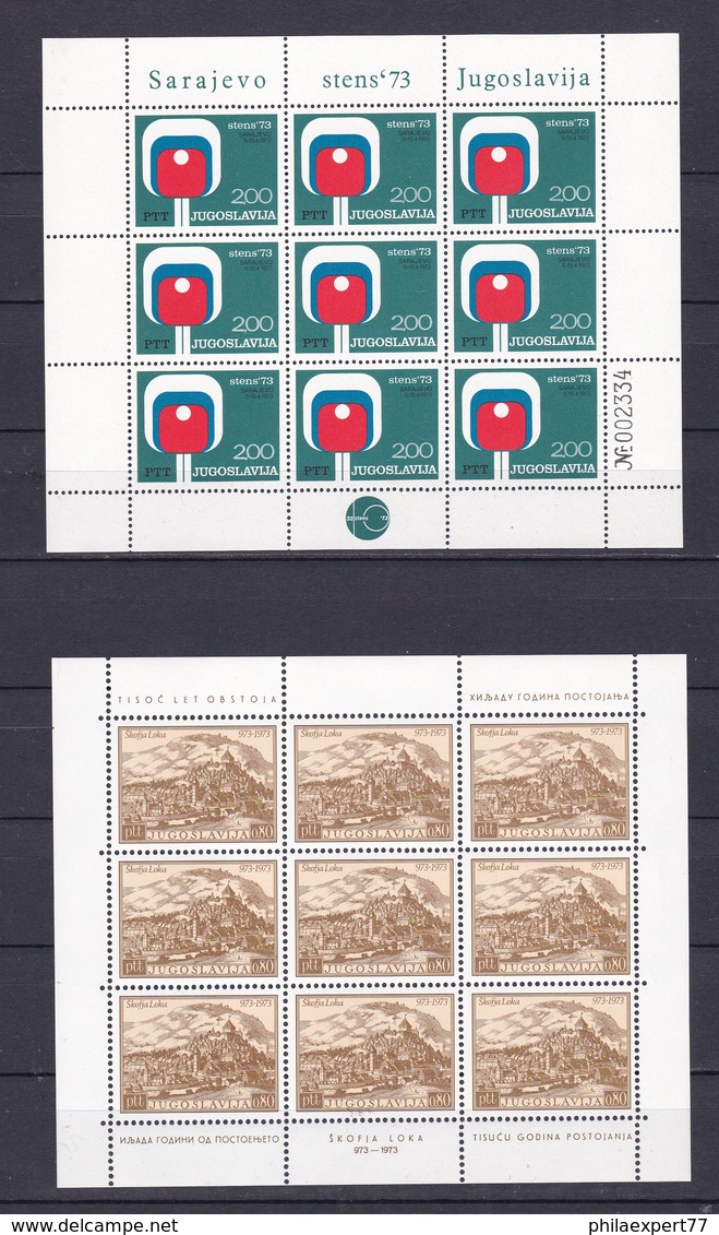 Jugoslawien - 1973 - Michel Nr. 1498+1505+1517 - 3 Kleinbogen - Postfrisch - Ungebraucht