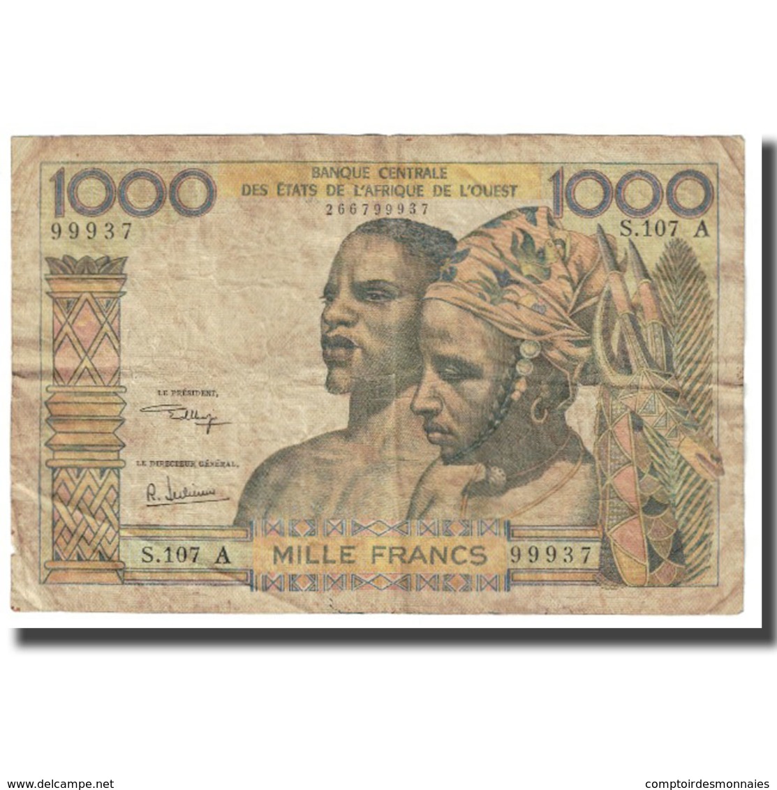 Billet, West African States, 1000 Francs, KM:103Aa, TB - West African States