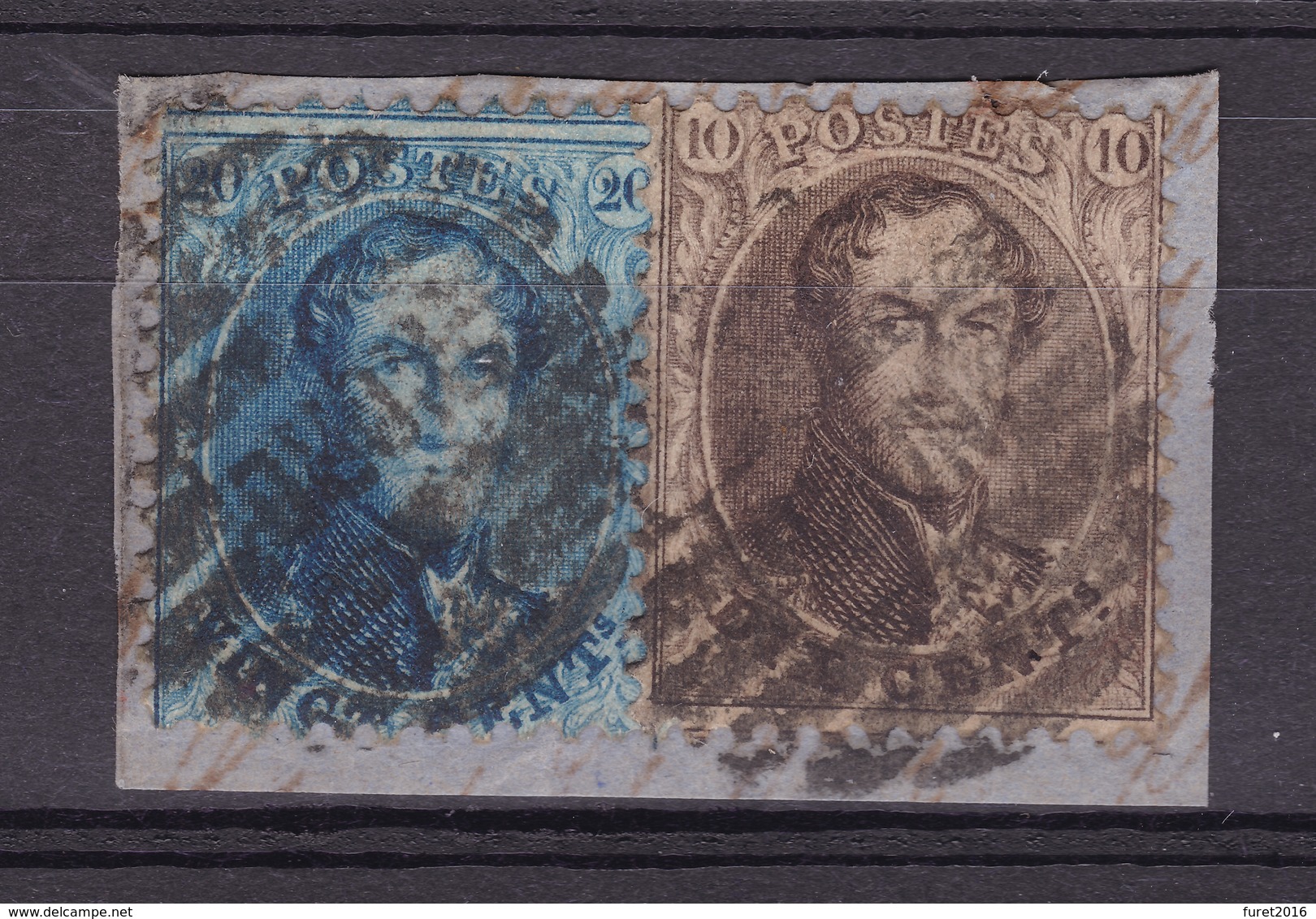 N° 14 Et 15 / Fragment  NORD 8 Barres  ( Dentelure ? ) - 1863-1864 Médaillons (13/16)