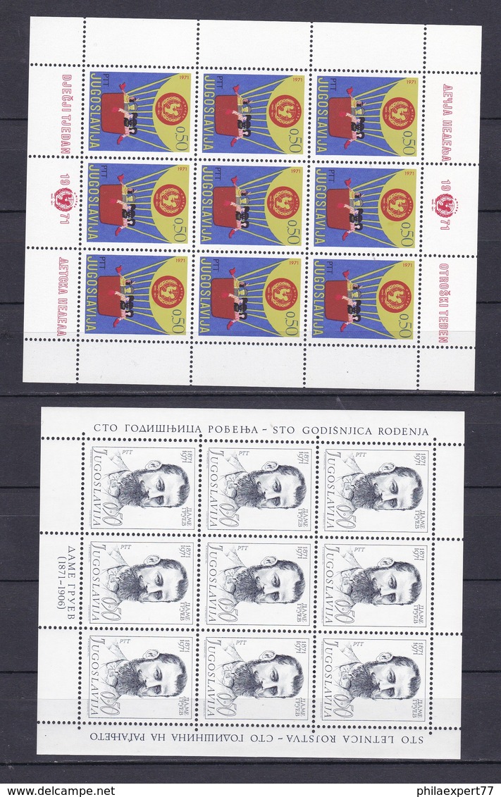 Jugoslawien - 1971/80 - Michel Nr. 1437+1446+ 1853 - 3 Kleinbogen - Postfrisch - Ungebraucht