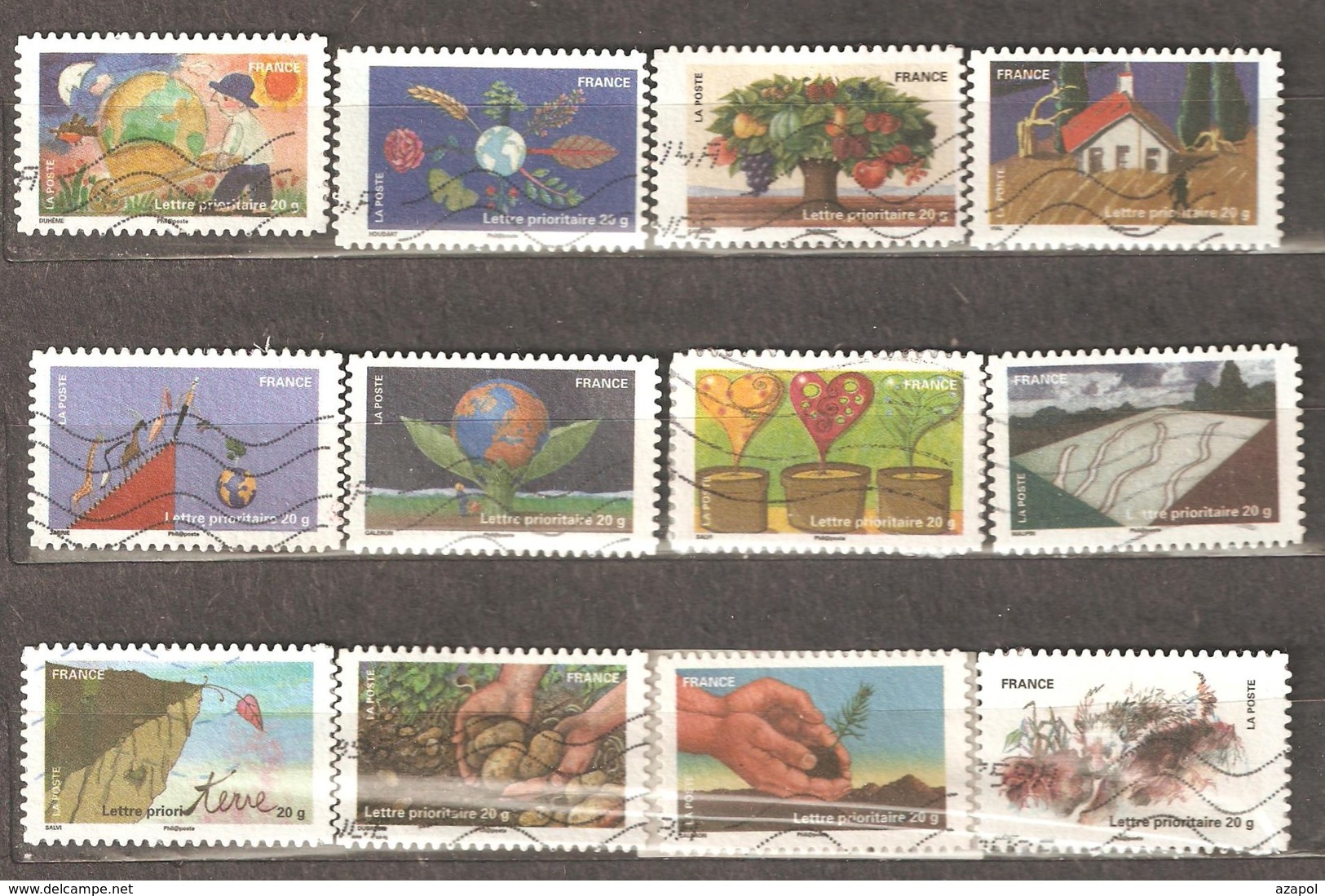 France: Full Set Of 12 Used Stamps, Ground Protection, 2011, Mi#5045-5056 - Otros & Sin Clasificación