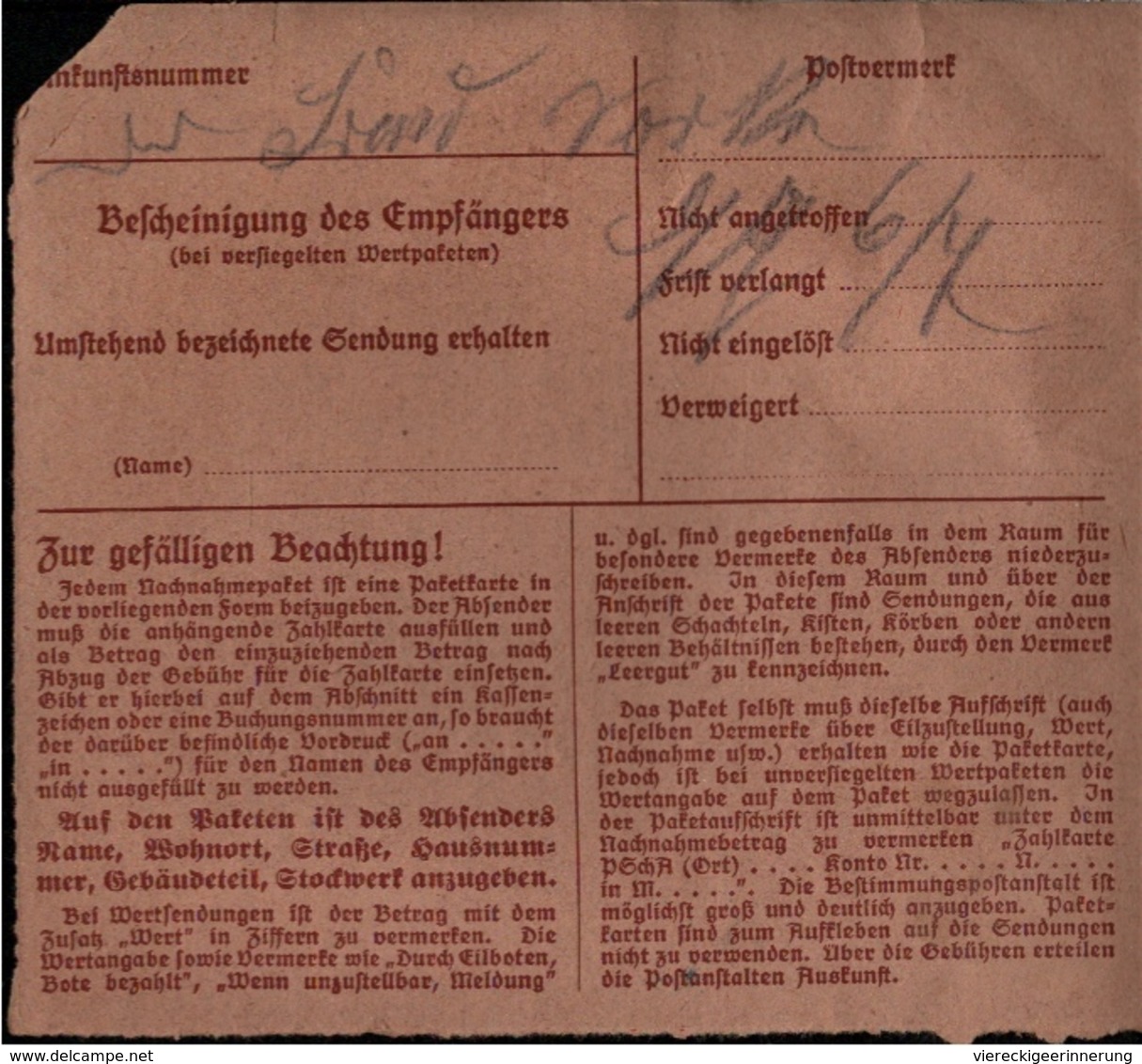 ! 1934 Nachnahme Paketkarte Deutsches Reich, Postgut, Leipzig - Brieven En Documenten