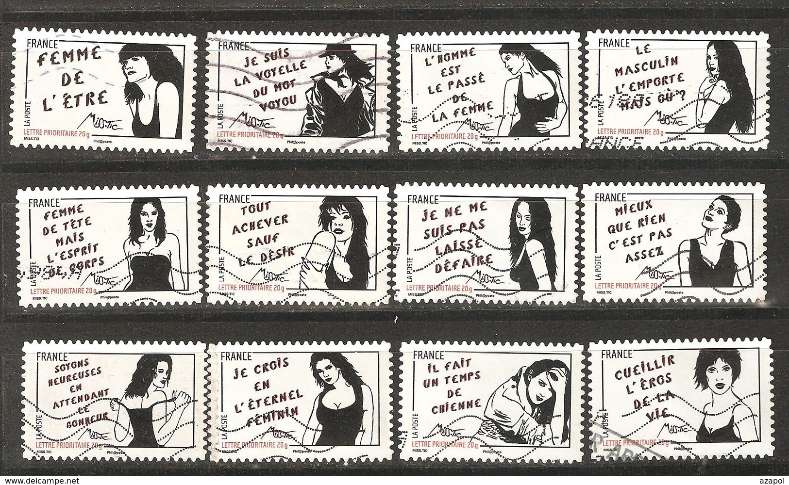 France: Full Set Of 12 Used Stamps, International Women Day, 2011, Mi#5059-5070 - Otros & Sin Clasificación