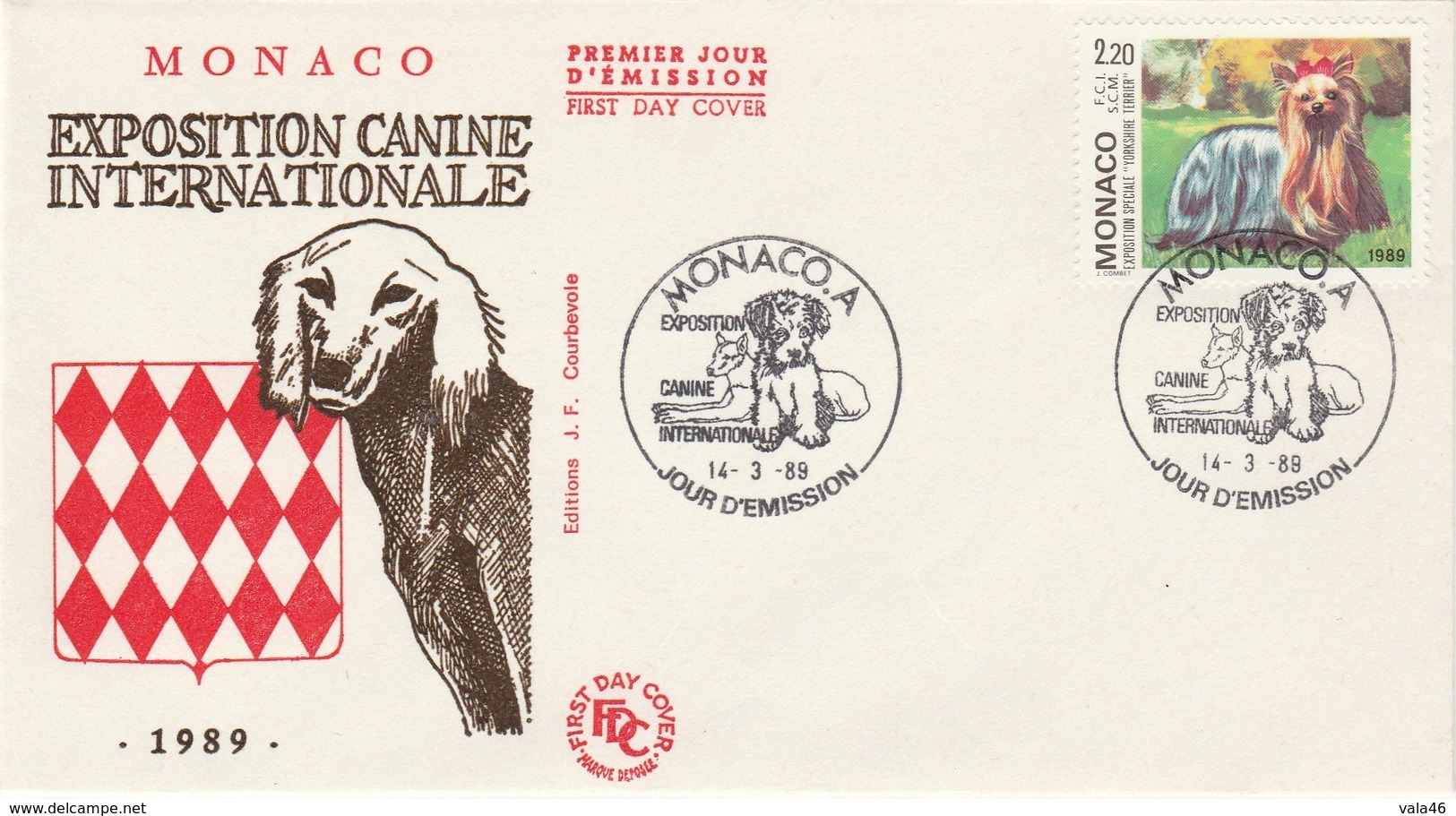 ANIMAUX   MONACO  ENVELOPPE    THEME CHIEN  N° 1676 EXPOSITION CANINE  INTERNATIONALE - Other & Unclassified