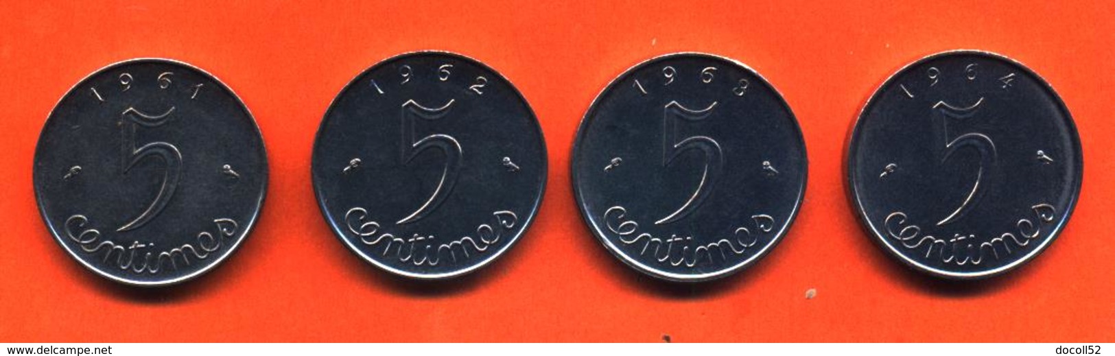 Lot Des 4 Monnaies De 5 Centimes Epi 1961/1962/1963/1964 - Autres & Non Classés