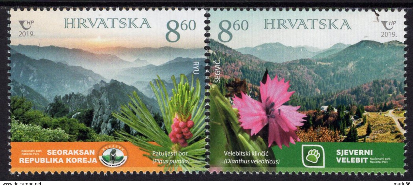Croatia - 2019 - National Parks - Severni Velebit And Seoraksan - Joint Issue With South Korea - Mint Stamp Set - Croazia