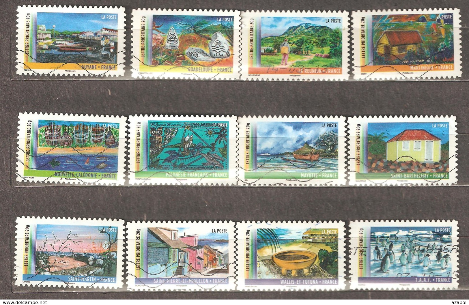 France: Full Set Of 12 Used Stamps, French Overseas Territories, 2011, Mi#5243-5254 - Autres & Non Classés