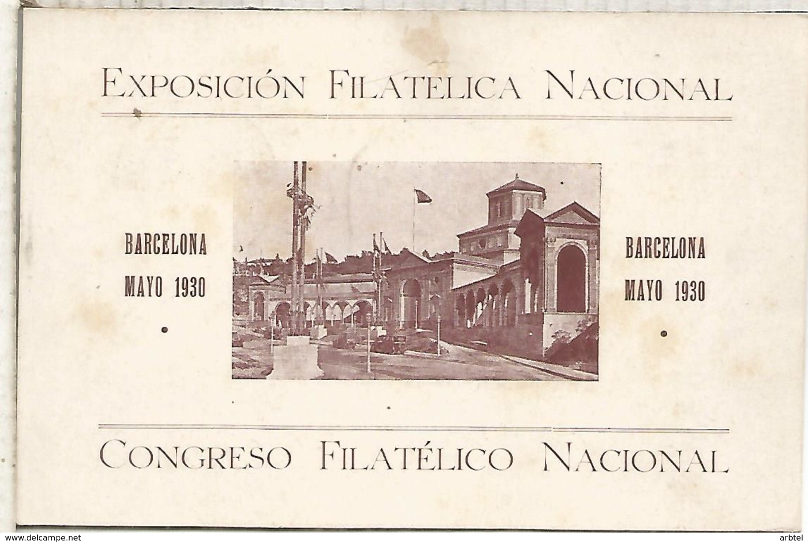 TARJETA CON MAT EXPOSICION FILATELICA NACIONAL 1930 BARCELONA - Briefe U. Dokumente