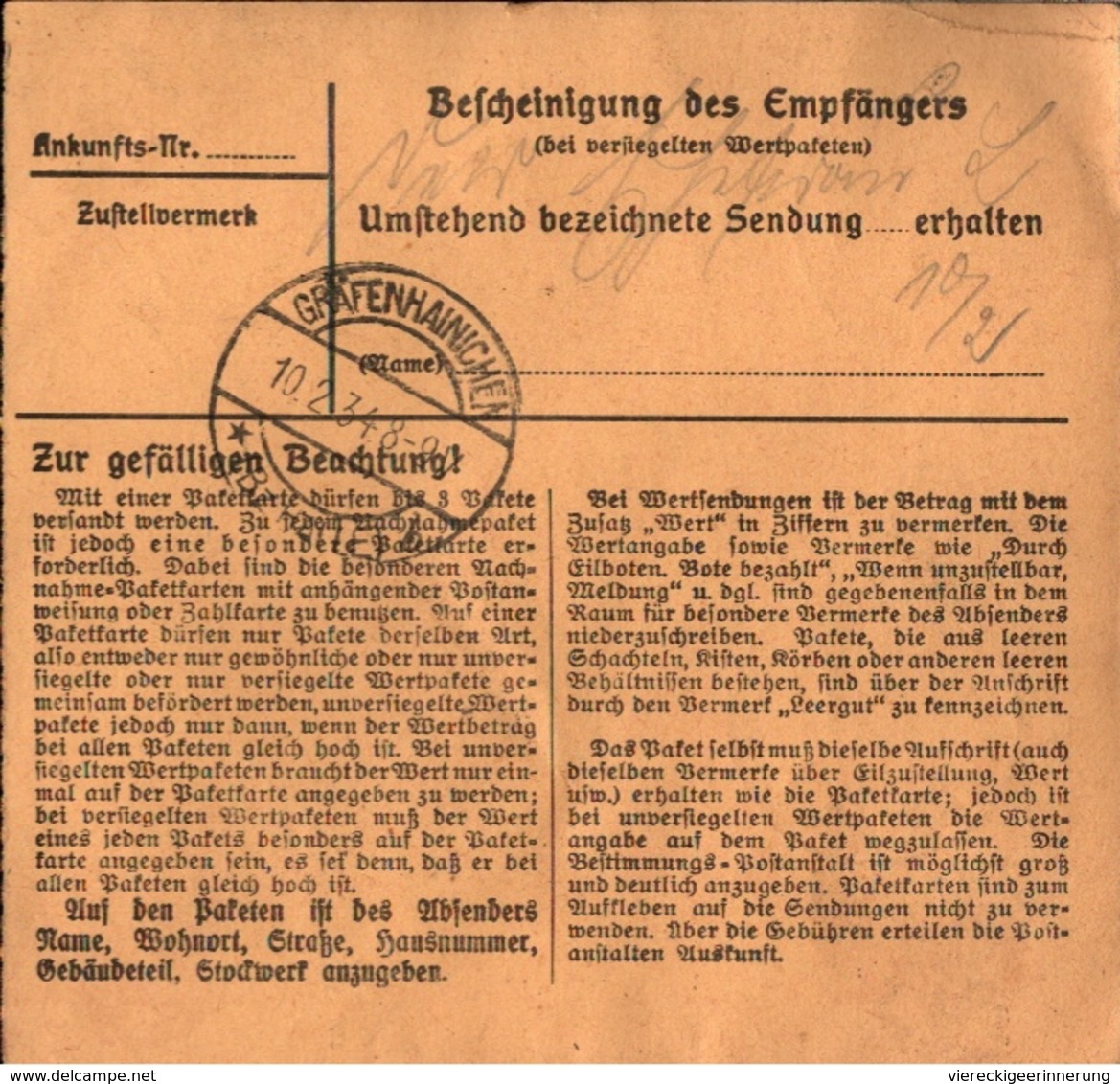 ! 1934 Paketkarte Deutsches Reich, Breitenworbis, Gräfenhainichen - Storia Postale