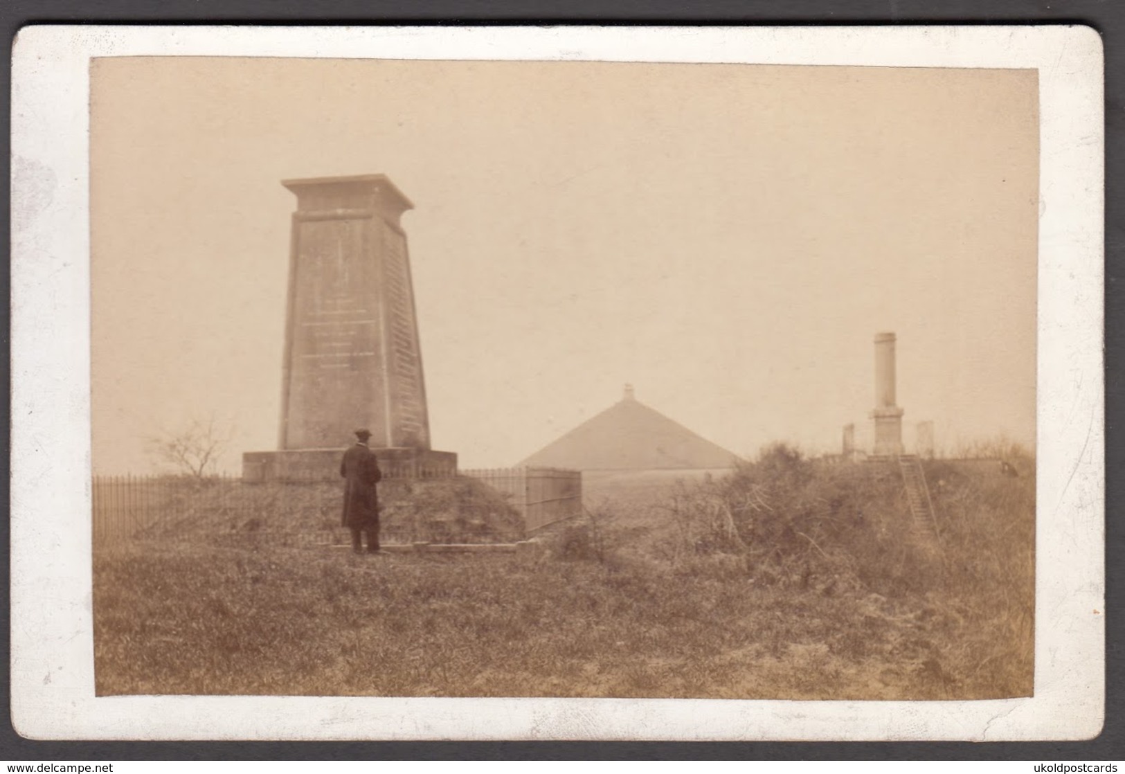 BELGIQUE -  Waterloo, Les 3 Monuments  C 1870 - Cabinet Photograph - Antiche (ante 1900)