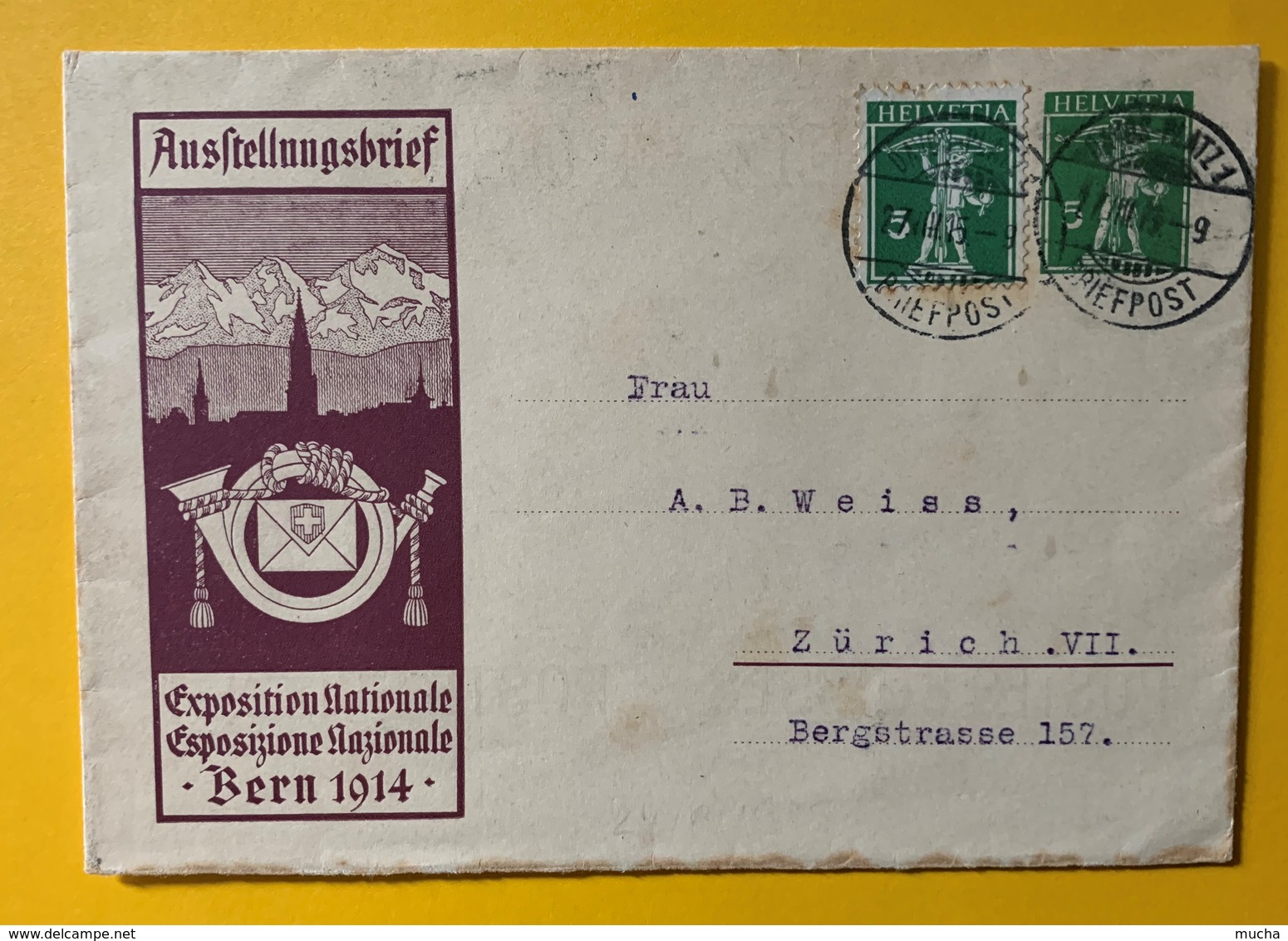 9459 - Ausstellungsbrief Bern 1914 Davos Platz 27.03.1915 - Entiers Postaux